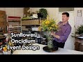 Sunflower And Oncidium Tall Event Design - With Wire Detail -