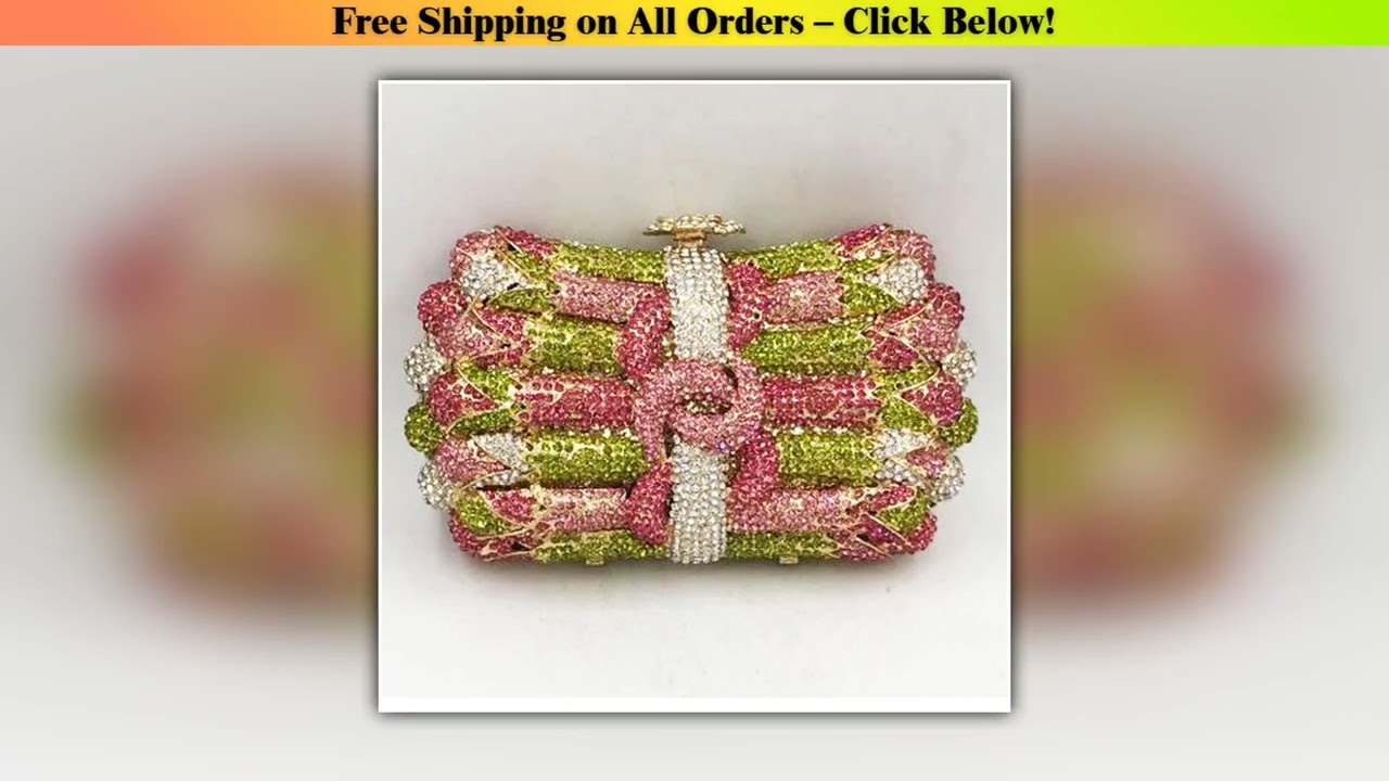 White/Green/Pink Rhinestone Diamond Evening Bag Crystals Luxury Designer Women's Shoulder Phone