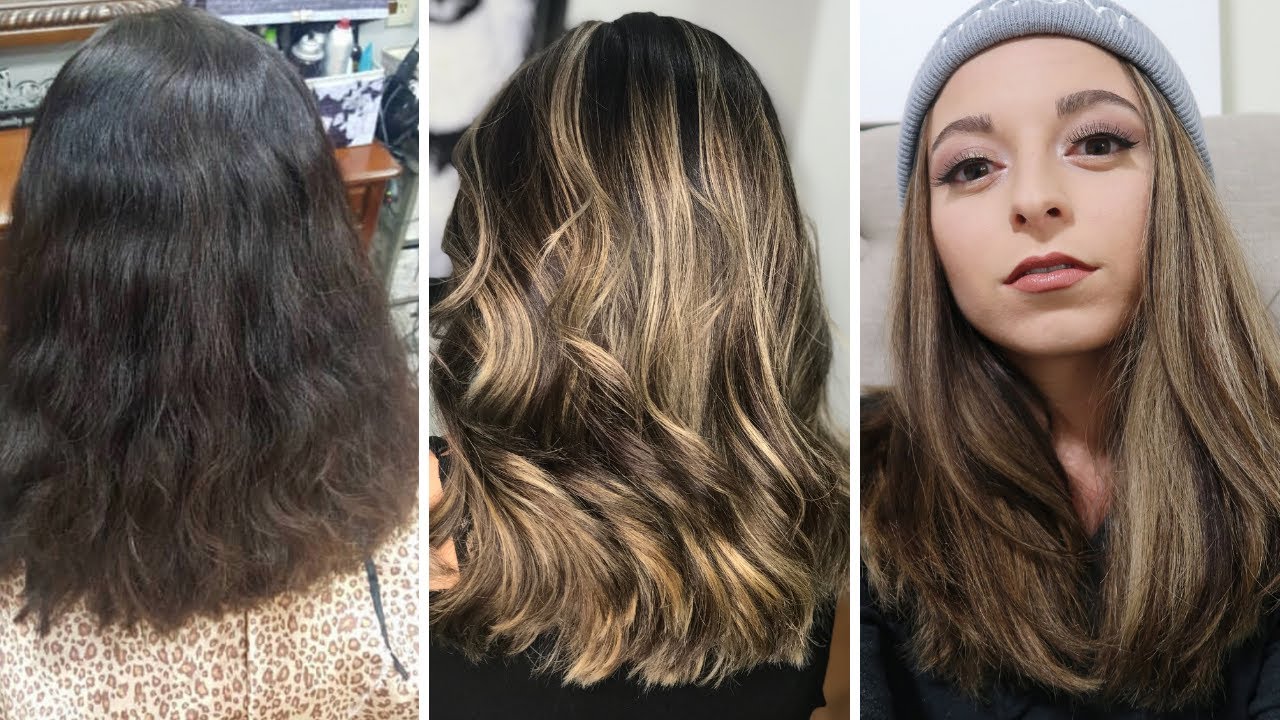 Hair Journey From Dark Brown To Blonde Balayage Youtube