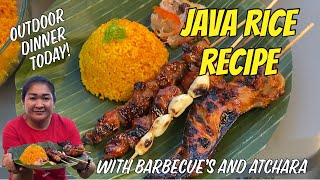 Java Rice recipe  | Java Rice with Pork and Chicken Barbecue, Grilled Garlic and Atchara