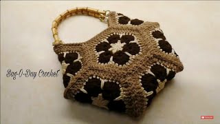 Easy Crochet African Flower Hexagon Handbag Purse | Bag-O-Day Crochet TUTORIAL