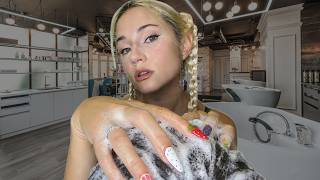 ASMR Hair Salon Shampooing, Head Massage, Scratching, and Gossip (Roleplay)