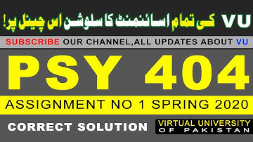 PSY404 Assignment No 1 Solution Spring 2020 | Virtual University of Pakistan |