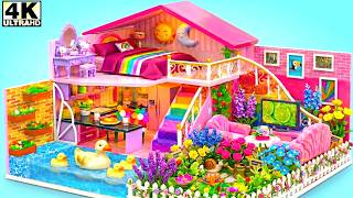 How to Make a Luxury 2 Story Villa with Rainbow Stairs, Pool &amp; Cozy Bedroom 🌈 DIY Cardboard