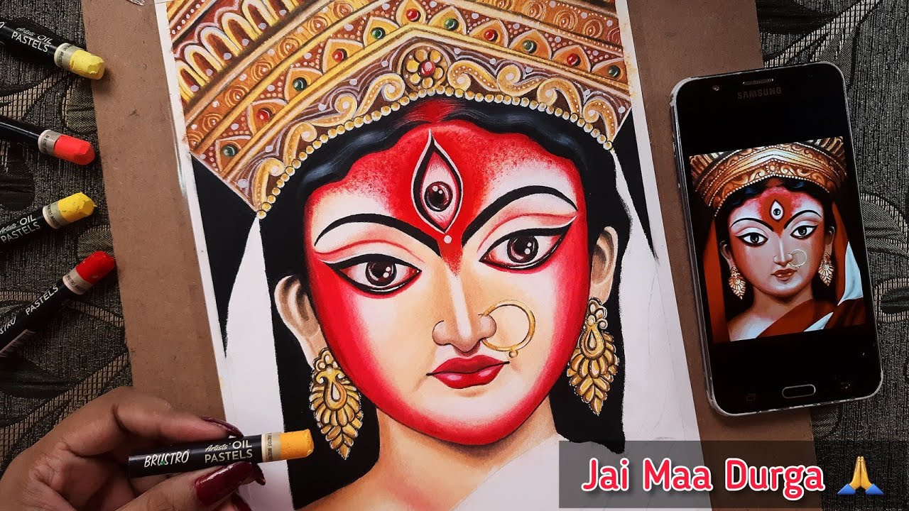 Maa Durga Face drawing /Maa durga drawing /Durga Puja drawing ...