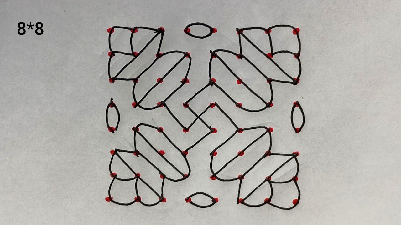 8*8 dots Pongal Kolam | Pongal Rangoli | Simple design | Kolam | Muggulu 