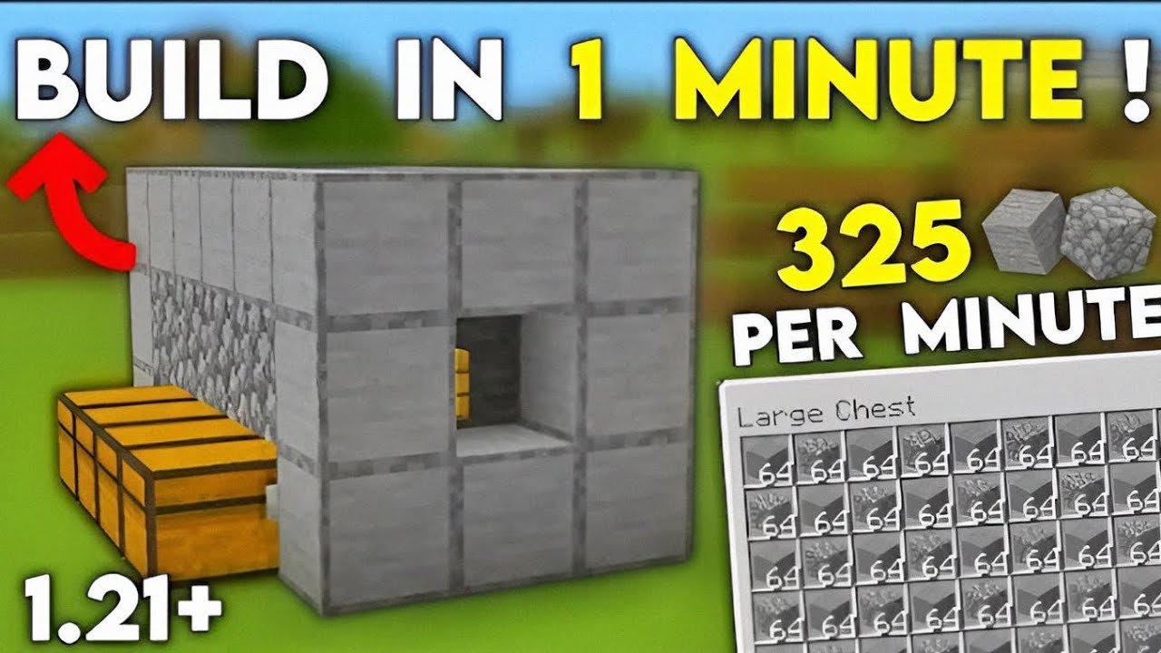 EASIEST AUTOMATIC STONE GENERATOR TUTORIAL in Minecraft Bedrock 1.21 (MCPE/JAVA/PC)