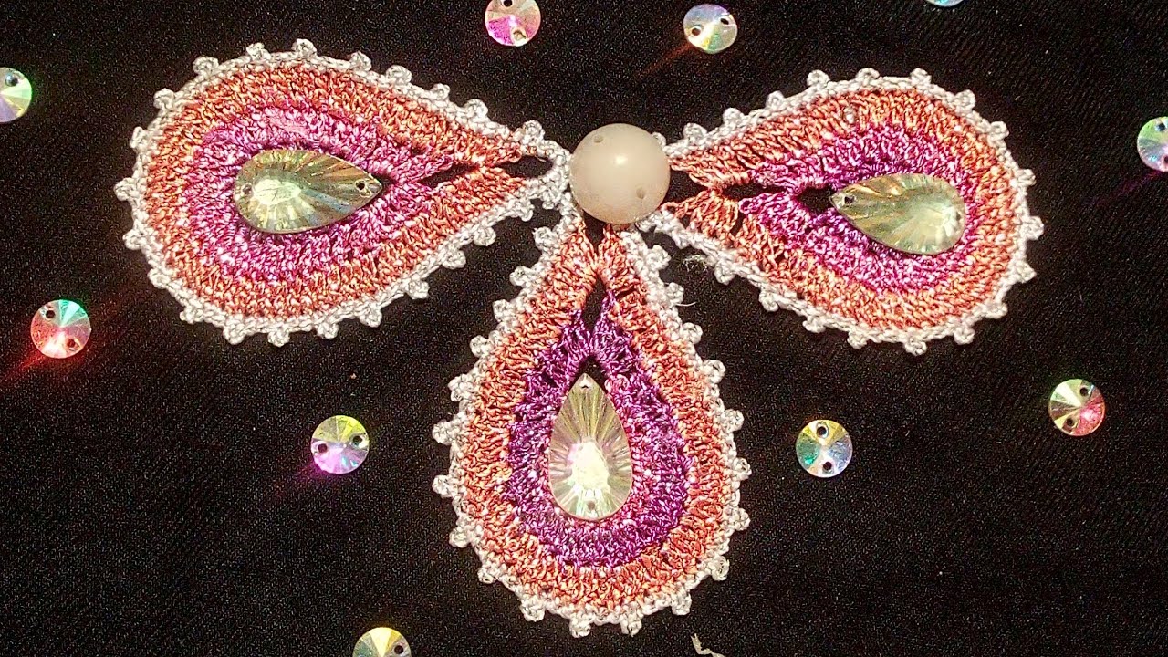 بياسة الدمعة بالكروشي لانجاز صدرية