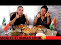 MEXICAN MOM TRIES INDIAN FOOD part 2 🇲🇽🇮🇳(Palak Paneer, Fish Korma, Veg Biryani, Malabari Paratha)🤤