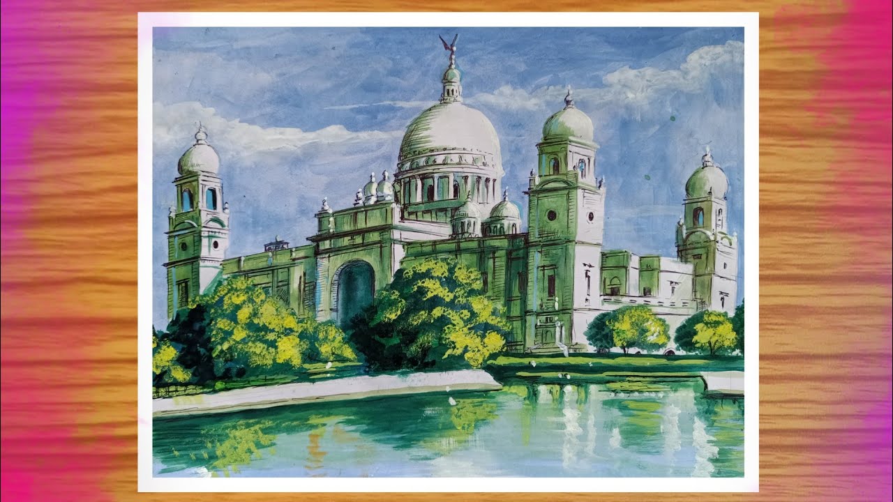 How to draw Victoria Memorial Draw Victoria Memorial Kolkata