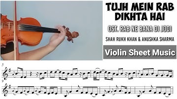 Free Sheet || Tujh Mein Rab Dikhta Hai - Ost Rab Ne Bana Di Jodi || Violin Sheet Cover