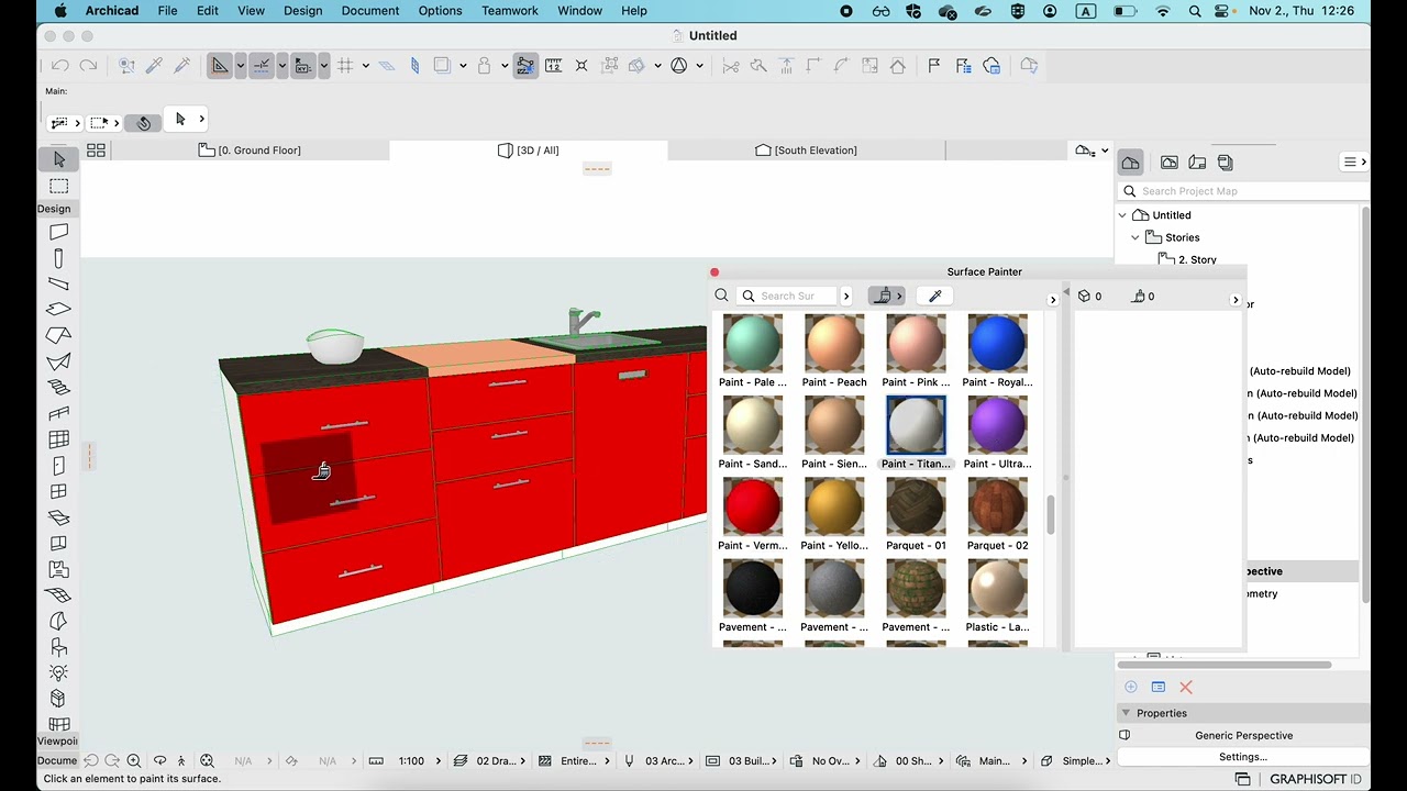 Changing surfaces with the Surface Painter in Archicad