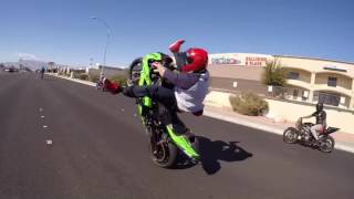 Motorcycles perform Crazy stunts on Valley streets