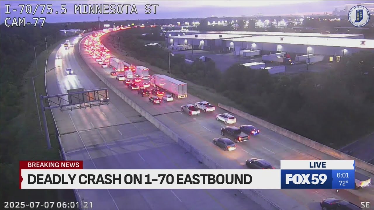 Deadly crash closes I-70 on Indy's west side - YouTube