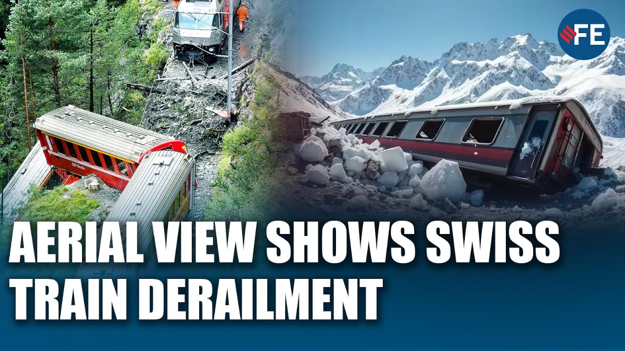 Aerial Footage Captures Swiss Alps Train Derailment Aftermath