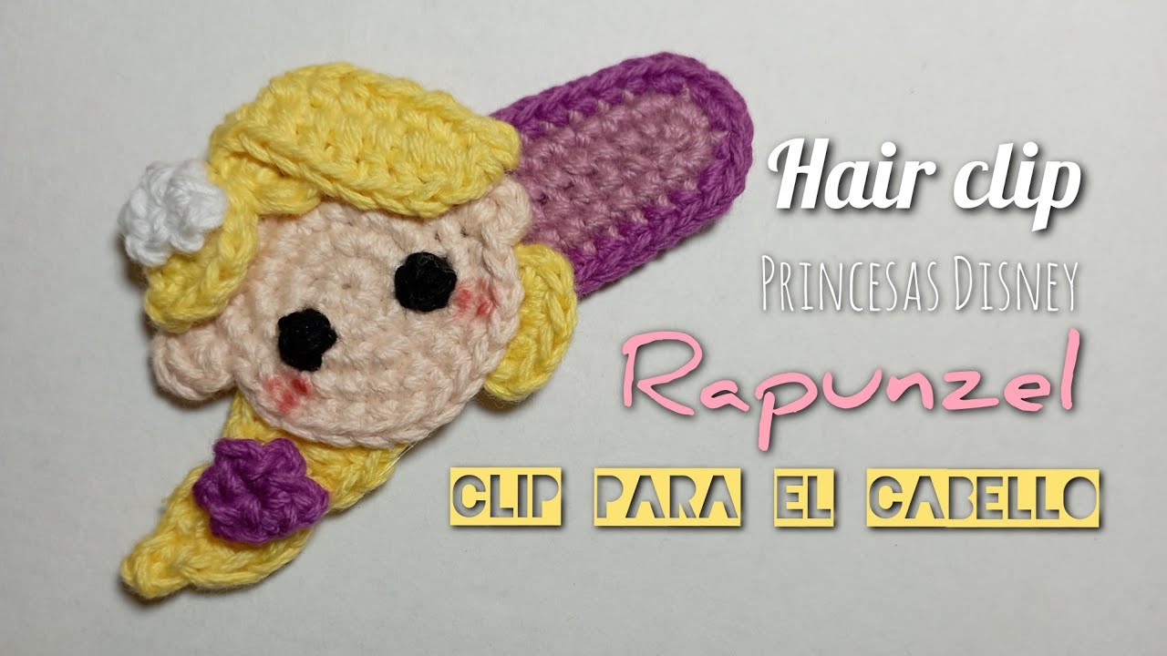 Pasador para el cabello de Rapunzel a crochet | Crochet Rapunzel Disney princess hair clip