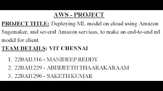 AWS project  - build end-to-end ML model on cloud using Sagemaker , Amazon services.