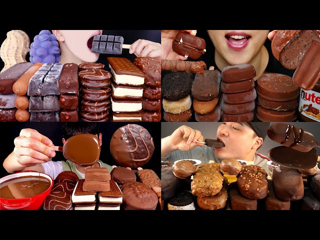 ASMR EATING CHOCOLATE ICE CREAM NUTELLA DESSERT ASMR REAL SOUNDS CRUNCH ICE CREAM EATING VIDEOS 