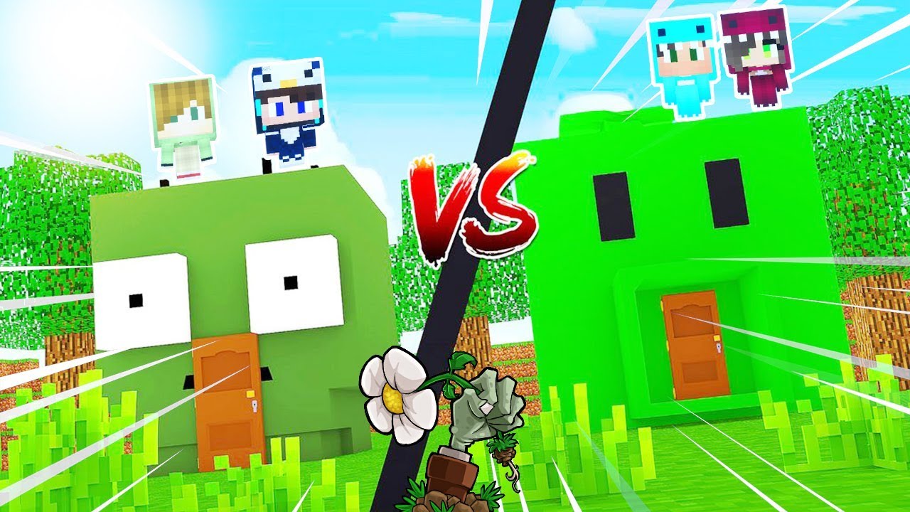 CASA de PLANTAS VS CASA de ZOMBIES ? MINECRAFT BEBE MILO MINI JUEGO CASA VS CASA