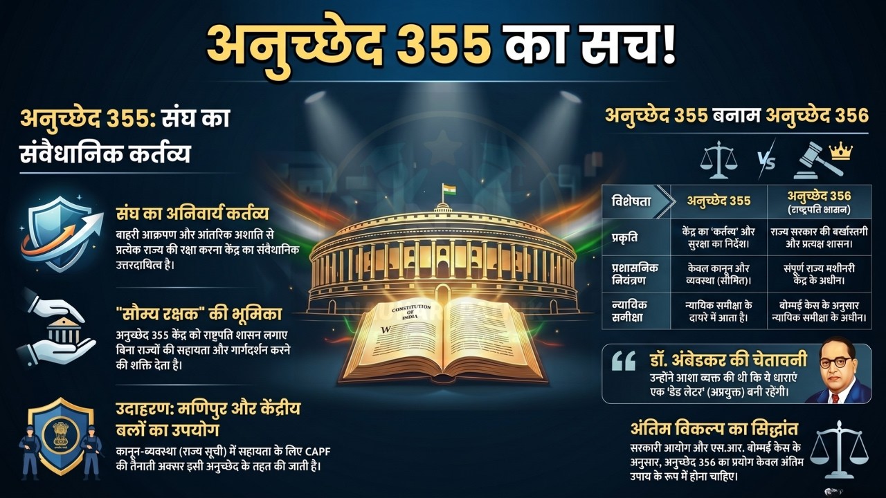 Article 355 Explained 🔥 How Centre Protects States in Crisis Indian ...