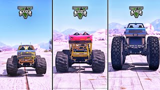 GTA 5 : MINI MONSTER TRUCK VS NORMAL MONSTER TRUCK VS GIANT MONSTER TRUCK- WHICH IS BEST?