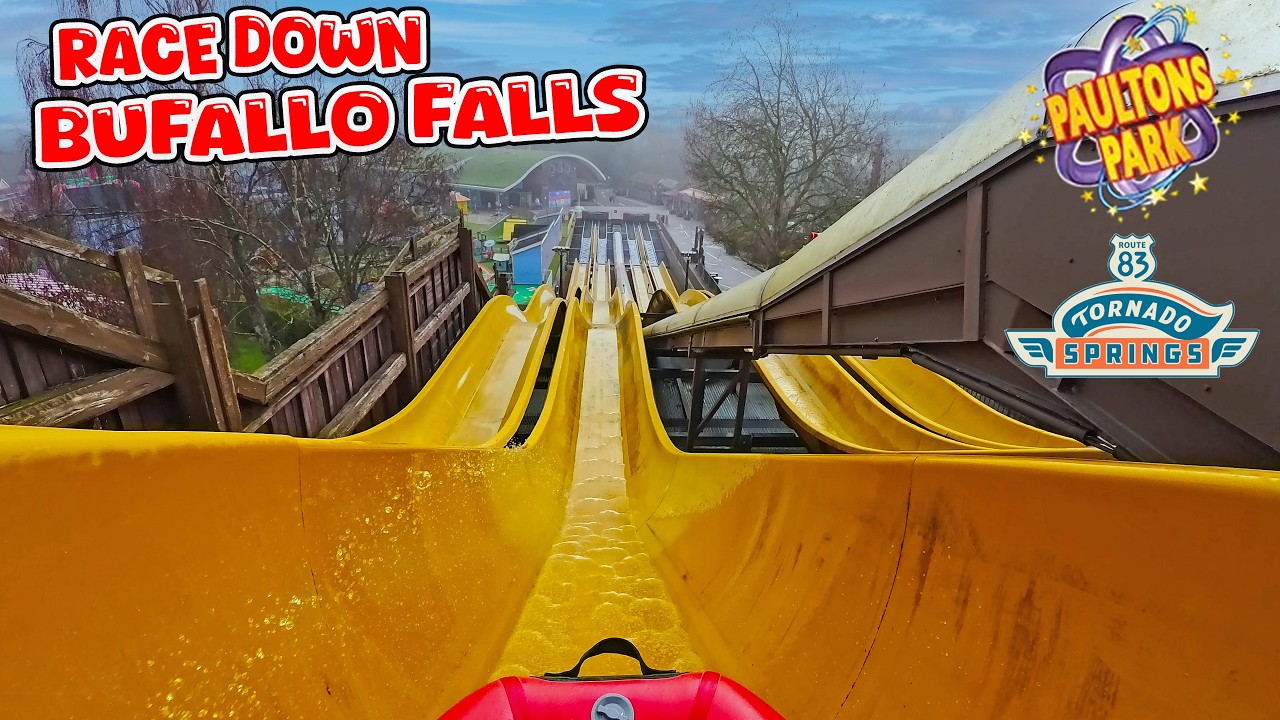 Race Down on Buffalo Falls at Tornado Springs at Paultons Park (Feb 2026) [4K]