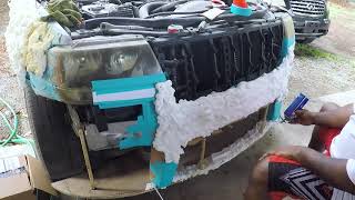 how to make  fiberglass bumper part 1: laying the foam plug  jeep grand cherokee