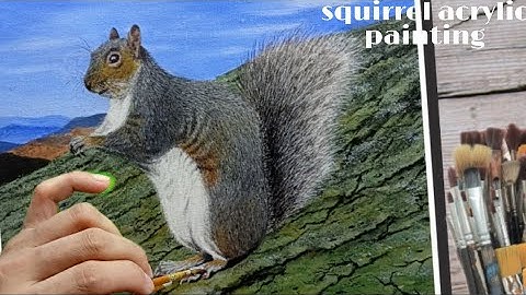 How to paint squirrel Time-lapse acrylic painting tutorial for beginners