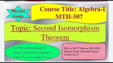 Second Isomorphism Theorem l Algebra- I l Msc, BS l Mathematics l Physics Guide