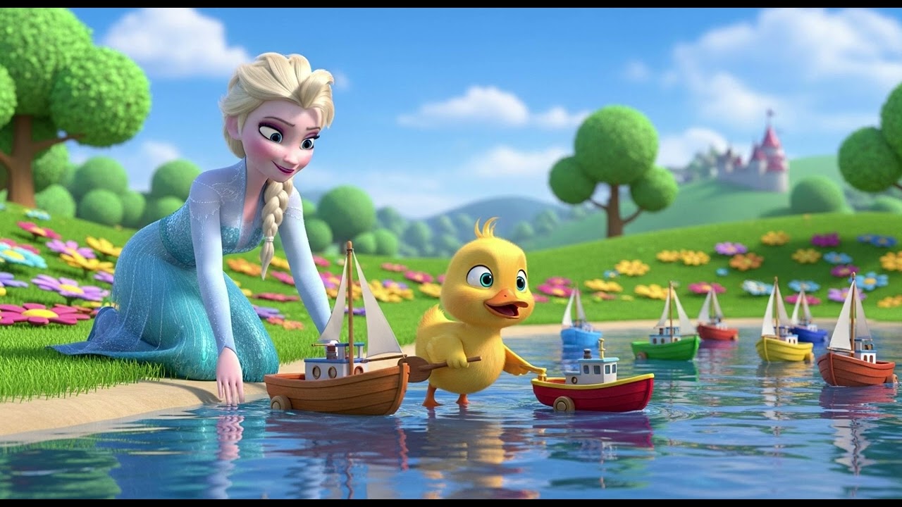 Elsa’s Fun Toy Boat Race with Baby Duck