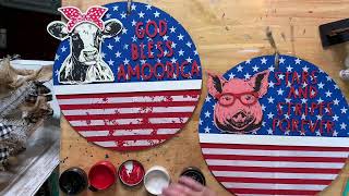 🇺🇸🐄🐖 Patriotic Cow and Pig signs 🐖🐄🇺🇸