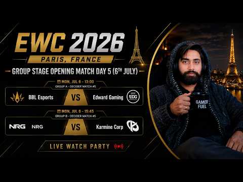 EWC 2026 - Valorant - Group Stage Day 5 Watch Party | BBL vs EDG • NRG vs KC | Hindi