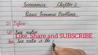 Define - Sex Ratio Basic Economic Problems Class 9 Economics Chapter 2 Social Science