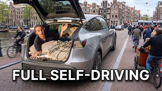Tesla FSD Car Camping Road Trip in Europe