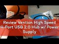 Review Vention High Speed 4-Port USB 2.0 Hub w/ Power Supply 480Mbps Transfer Rate & Built-in Chip
