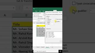 Quickly Split cells in Excel Text To Column in Excel in Hindi Excel Tips & Tricks #excel
