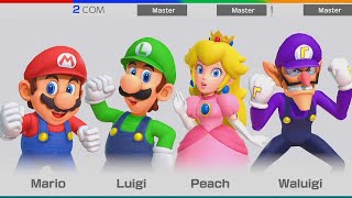 Super Mario Party - Mario Vs Luigi Vs Peach Vs Waluigi(Master Cpu)| Cartoons Mee