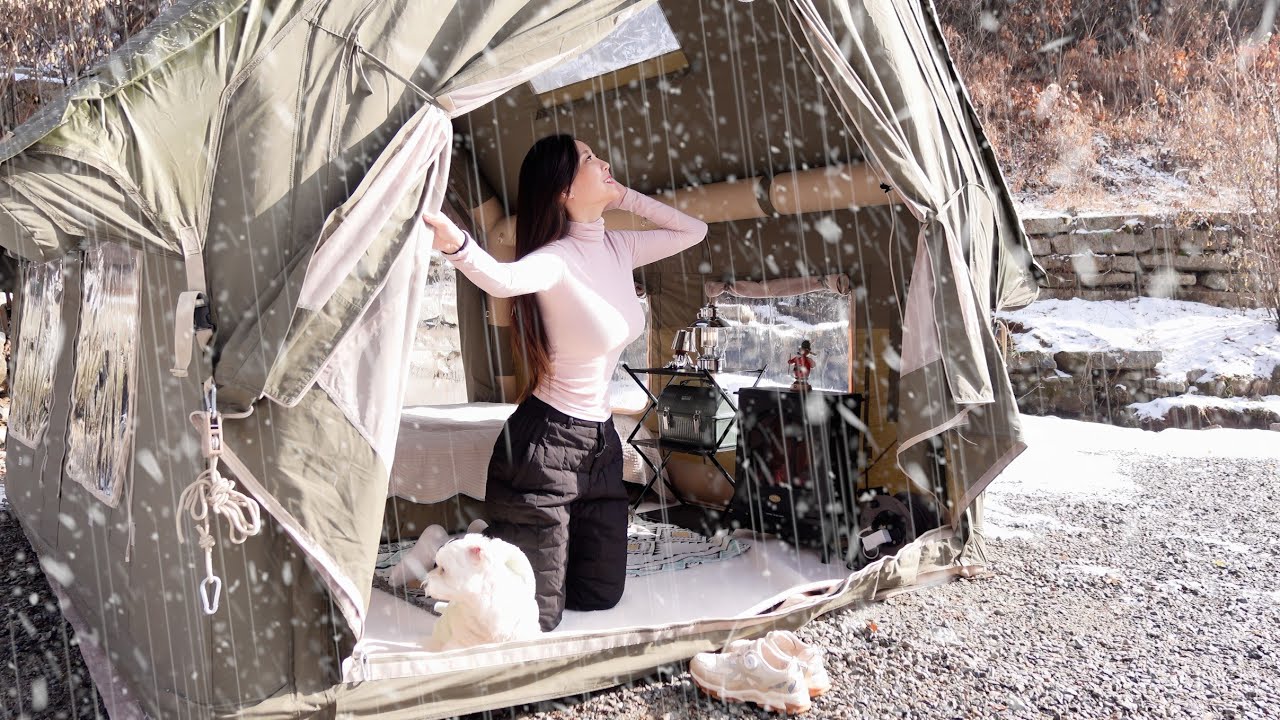 ☃️설중에서 ☔️우중으로~ 올해의 마지막 캠핑 🏕 새해의 무사안일을 기원하는 동지팥죽 / 차돌박이 육개장