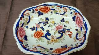 Vintage Masons Ironstone Blue Mandalay Oval Serving Dish C1950s as Seen in Downton Abbey. 28cm.