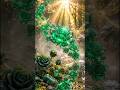 Emerald Crystal Rose & Golden Dragonflies: Zen Oasis 🐉💚✨ #nature #healing #peace #emerald #shorts
