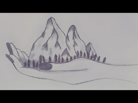 How To Draw A Beautiful Mountain In Hand Step By Step رسم جبال جميلة ويد سهل جدا خطوة بخطوة Youtube
