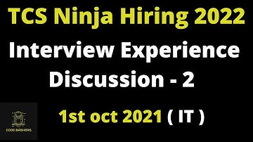 IT - TCS (NQT) Ninja Interview Experience 2022 Batch | TR+MR+HR Questions discussed | 1st oct 2021