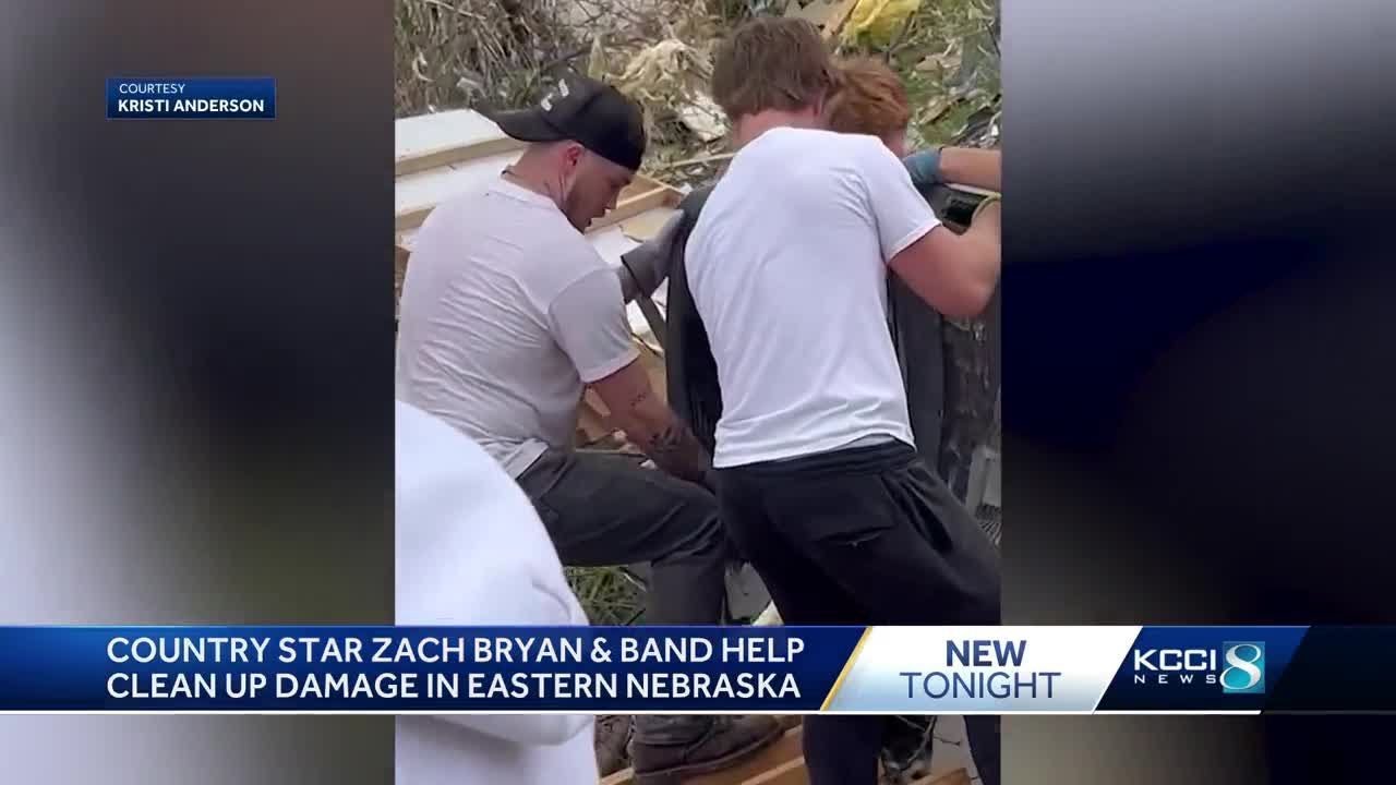 Popular country singer Zach Bryan helps Elkhorn community clean up