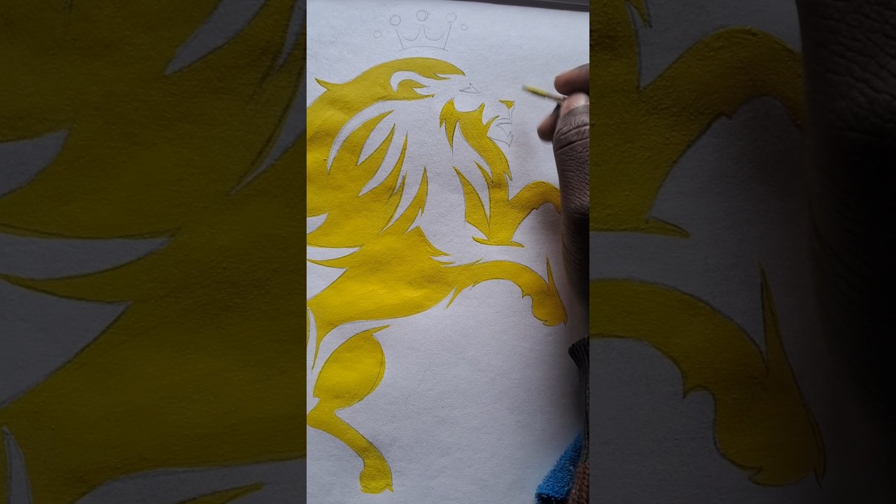 Lion acrylic drawing esay ll lion painting easy#shortsvideo#lion#painting#viralshort