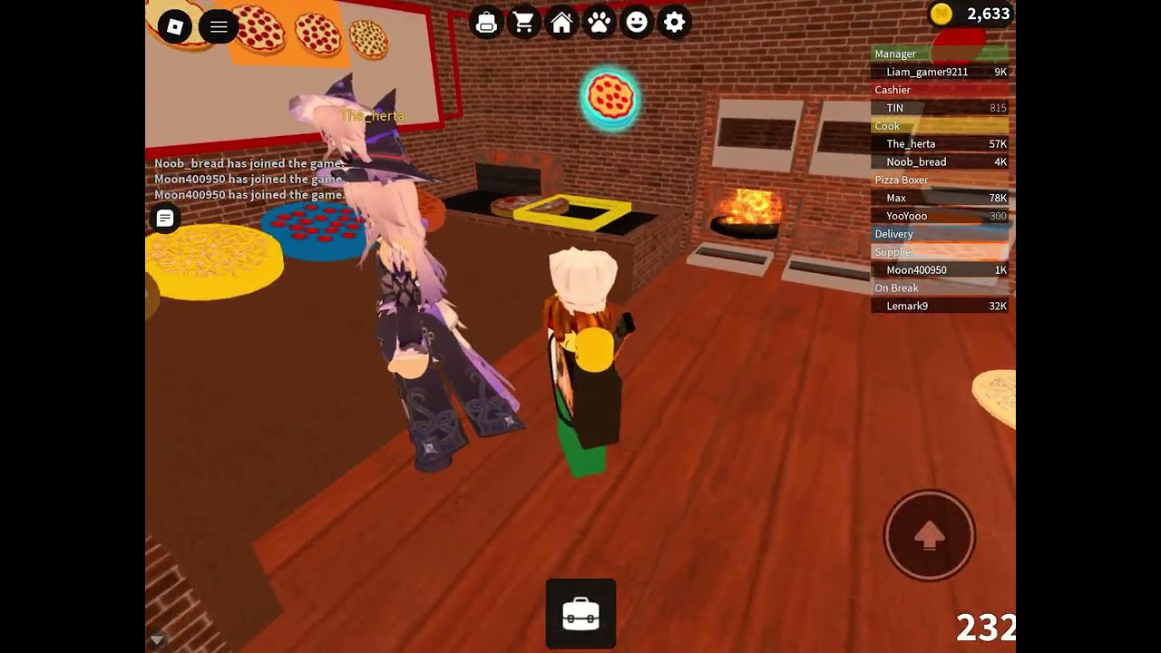 Playing work at a pizza place 