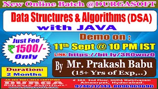 Data Structures & Algorithms with JAVA Online Training @ DURGASOFT