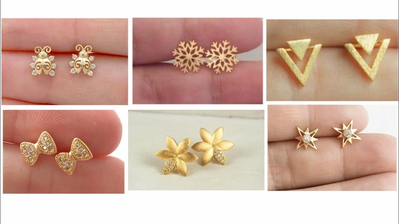 Gold Polish Diamond Small Tops Earrings