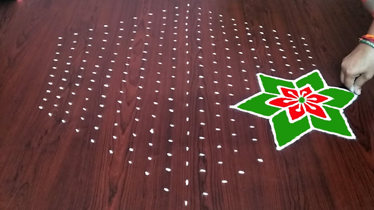 Sankranthi chukkala muggulu 19x10 middle dots | Dot Rangoli | How to Make Rangoli | Aarti Rangoli