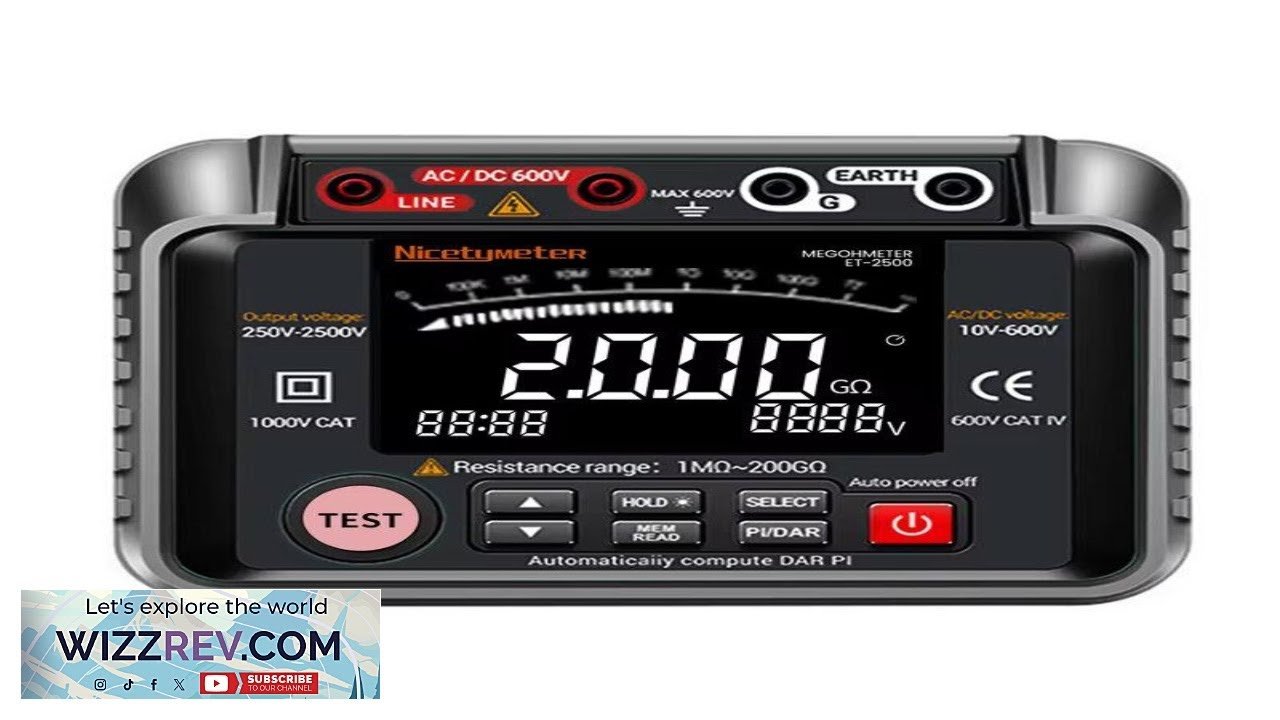 Insulation Resistance Tester High Voltage Megohmmeter 250V 2500V 1M 40G Digital Display AC