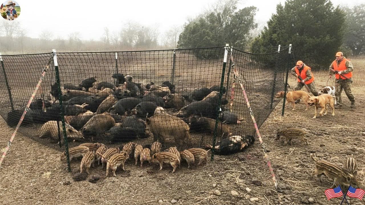 Wild Boar Trap Works Better Than Expected - Wild Boars Walk Straight Into Trap